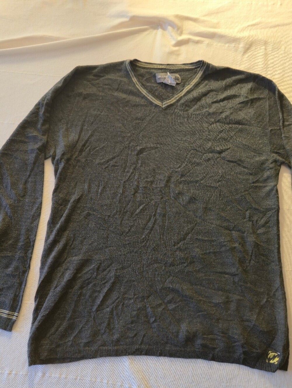 Vintage 90s Y2k Korea Billabong Men's XL Gray V-Neck Acrylic Wool Sweater